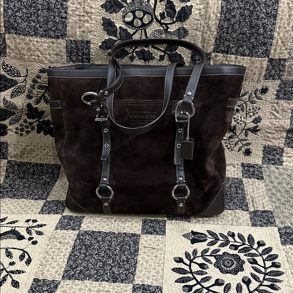 Coach Brown Suede Tote F12835